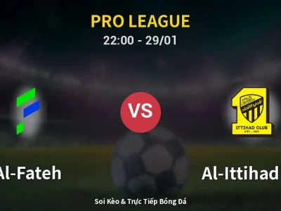 🔴 Trực Tiếp: Al-Fateh 0-0 Al-Ittihad FC – Link Xem Pro League (Full HD)
