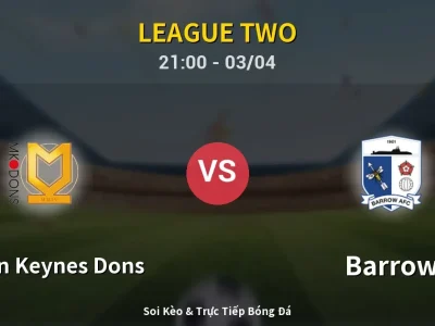 🔴 Trực Tiếp: Milton Keynes Dons 0-0 Barrow – Link Xem League Two (Full HD)