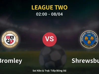 Kết Quả: Bromley 2-1 Shrewsbury – Highlight & Bàn Thắng | League Two